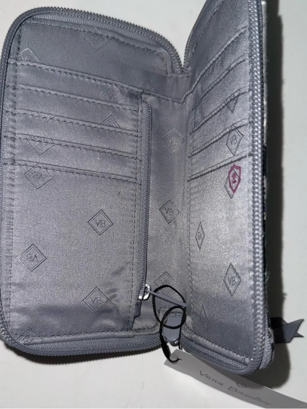 Vera Bradley Gray & Purple Floral Quilted Wristlet